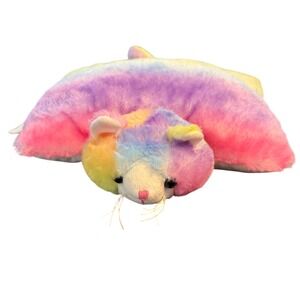 Pillow Pets Rainbow Cosmic Kitty Cat Plush Stuffed Animal Travel Pillow Medium